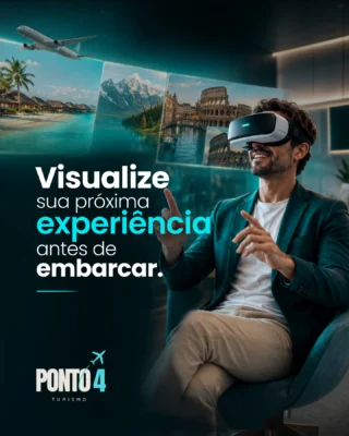 Escolher uma viagem fica mais fácil quando você consegue visualizar melhor o que está por vir.
Na Ponto 4, a realidade virtual ajuda a transformar expectativa em clareza, aproximando você do destino antes mesmo do embarque.
Uma forma mais segura, sensorial e tranquila de planejar sua próxima experiência.
Fale com a Ponto 4 e planeje sua viagem com mais confiança.